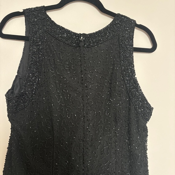 Vintage Holt Renfrew beaded silk black mini dress size L - Picture 6 of 6